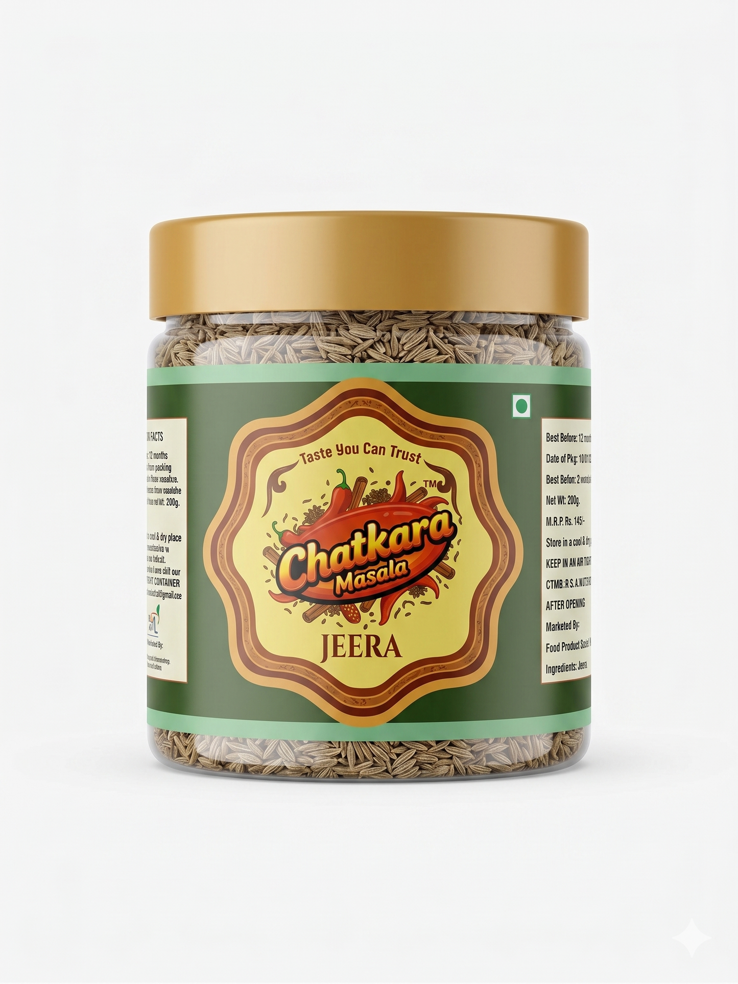 Premium Whole Jeera (Cumin Seeds) – Unadulterated & Natural (200g)
